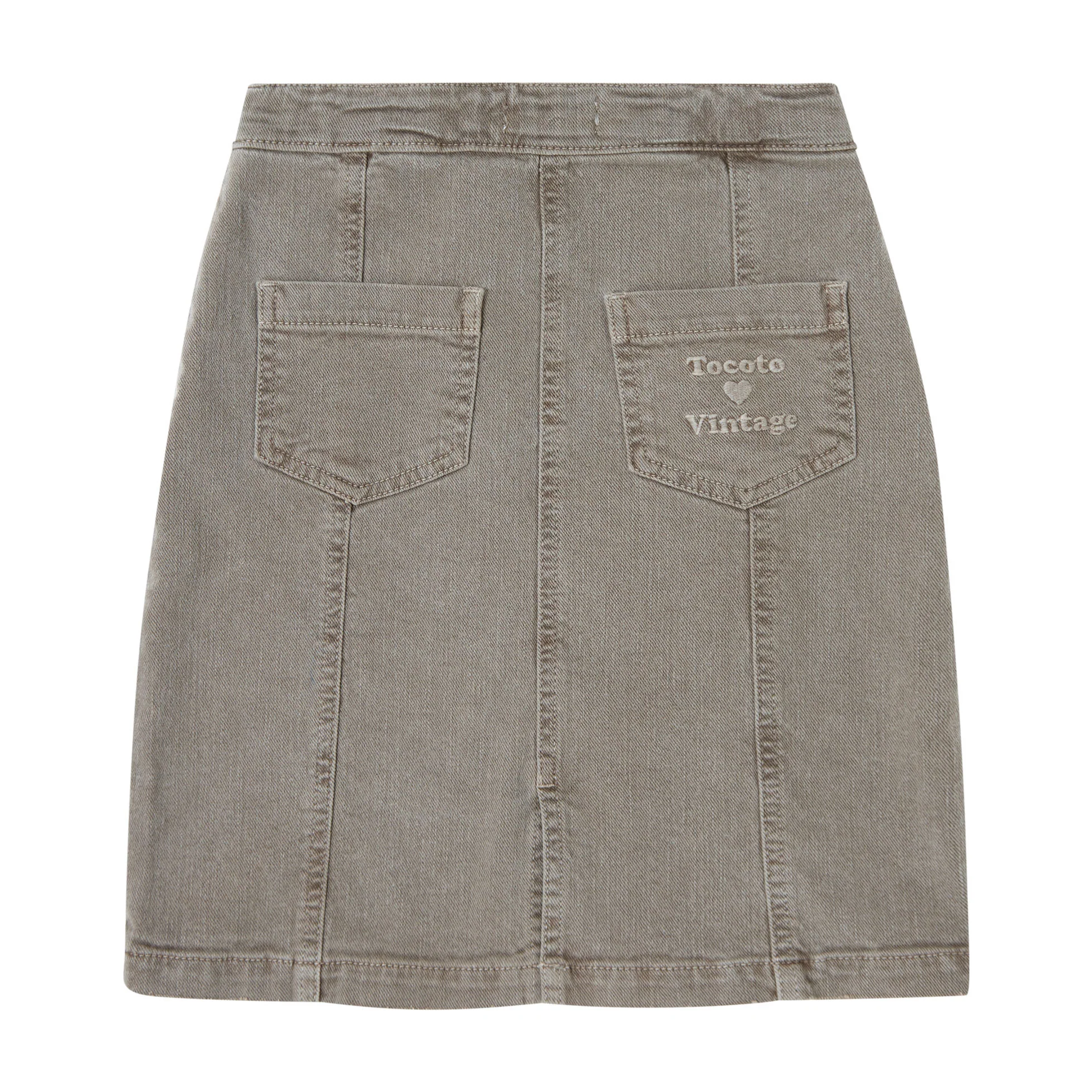 Tocoto Vintage Brown Denim Long  Skirt - Image 3