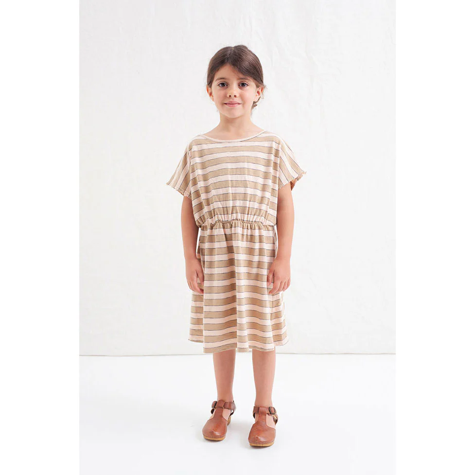 Tocoto Vintage Brown Striped Flame Dress - Image 2
