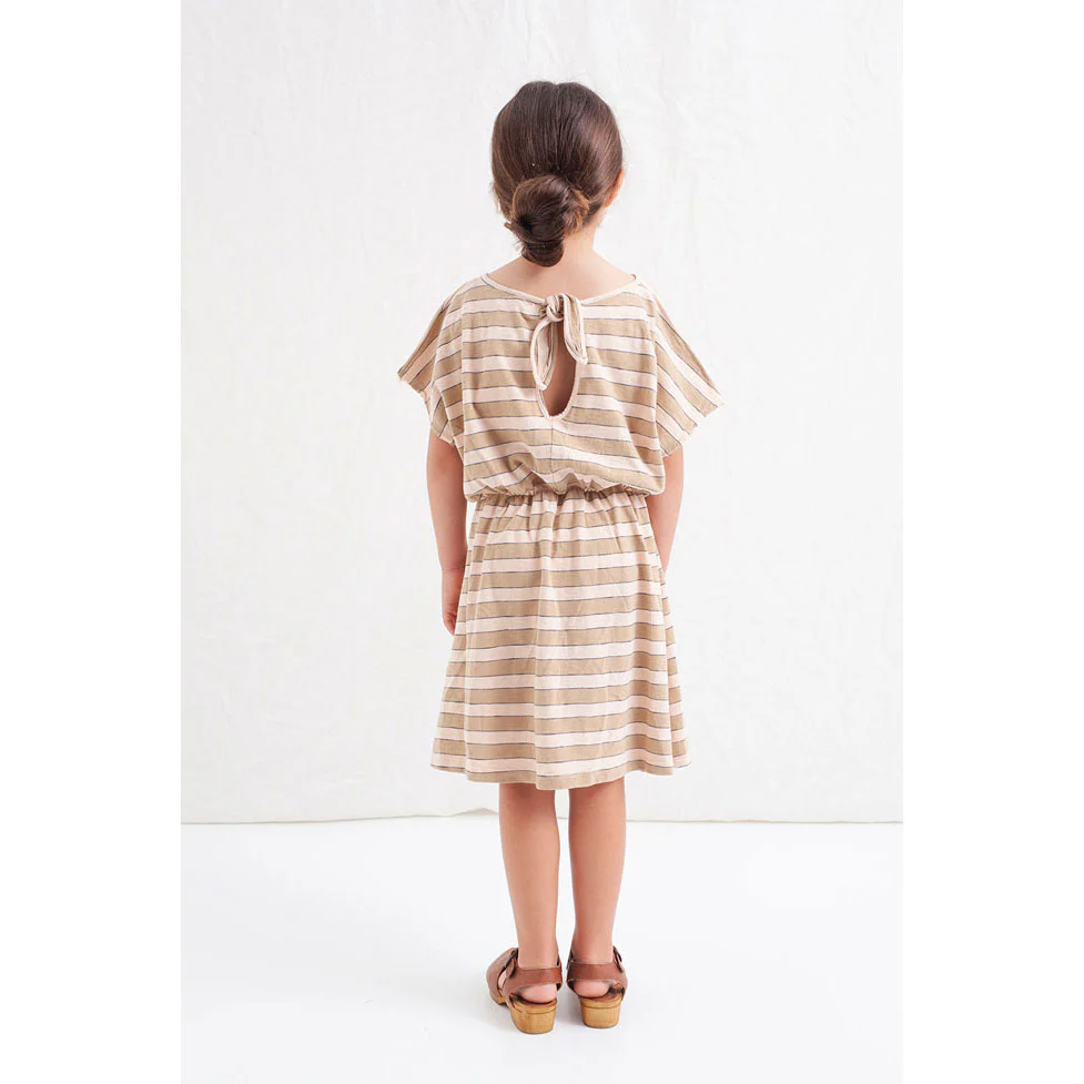 Tocoto Vintage Brown Striped Flame Dress - Image 3
