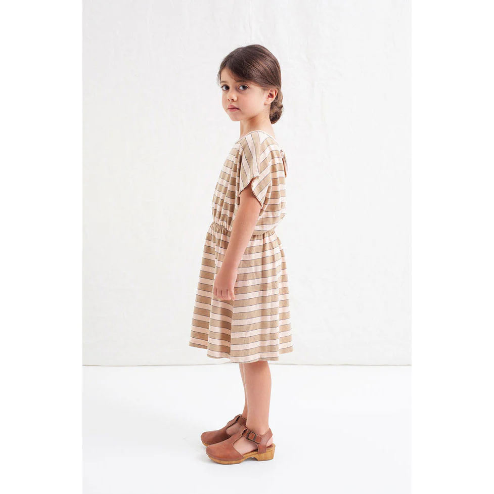 Tocoto Vintage Brown Striped Flame Dress - Image 4