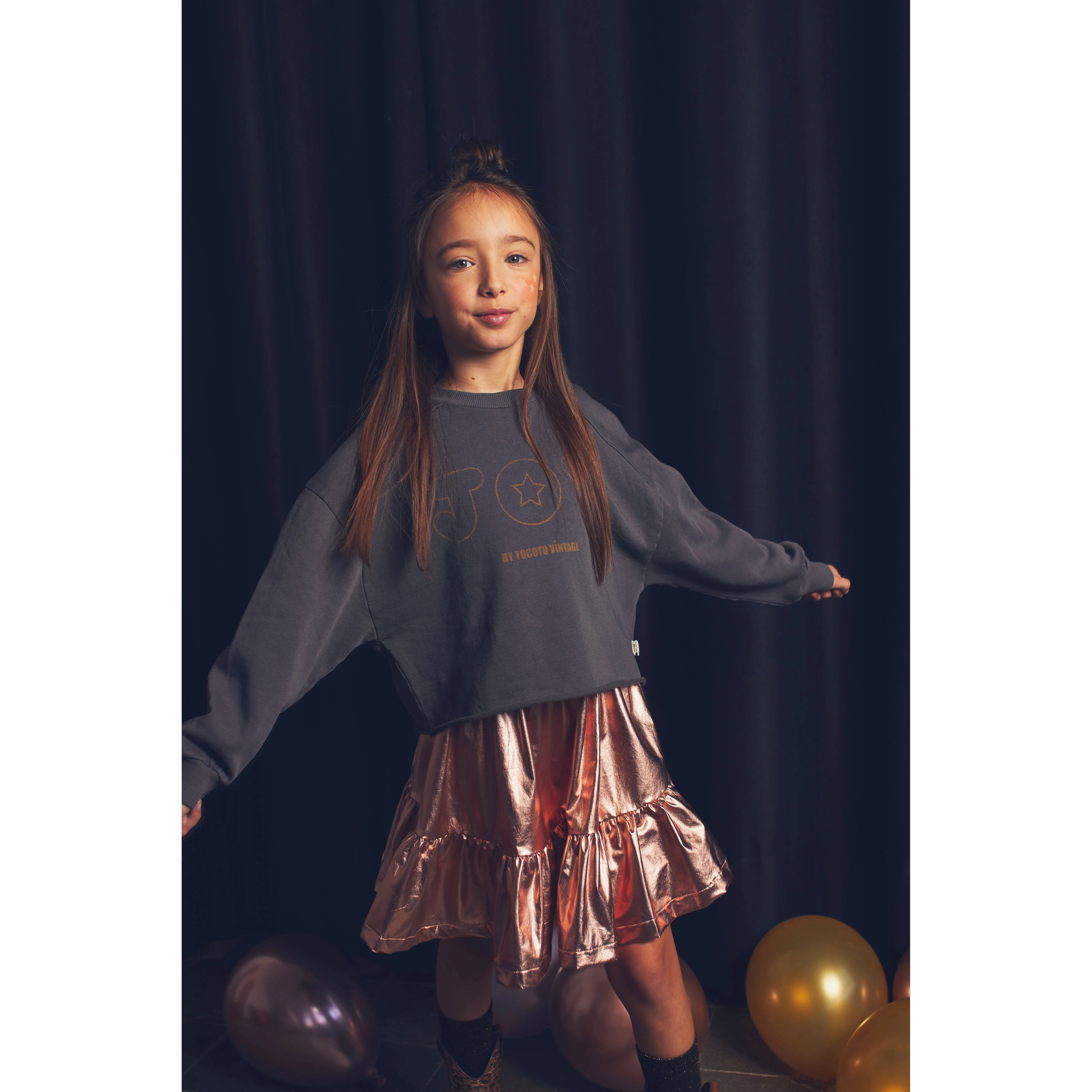 Tocoto Vintage Dark Grey JOY Oversized Sweatshirt - Image 2