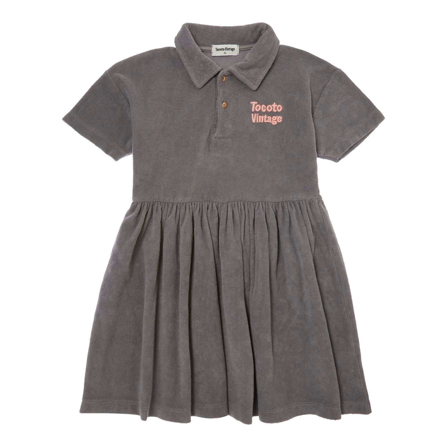 Tocoto Vintage Grey Short Sleeve Terry Dress