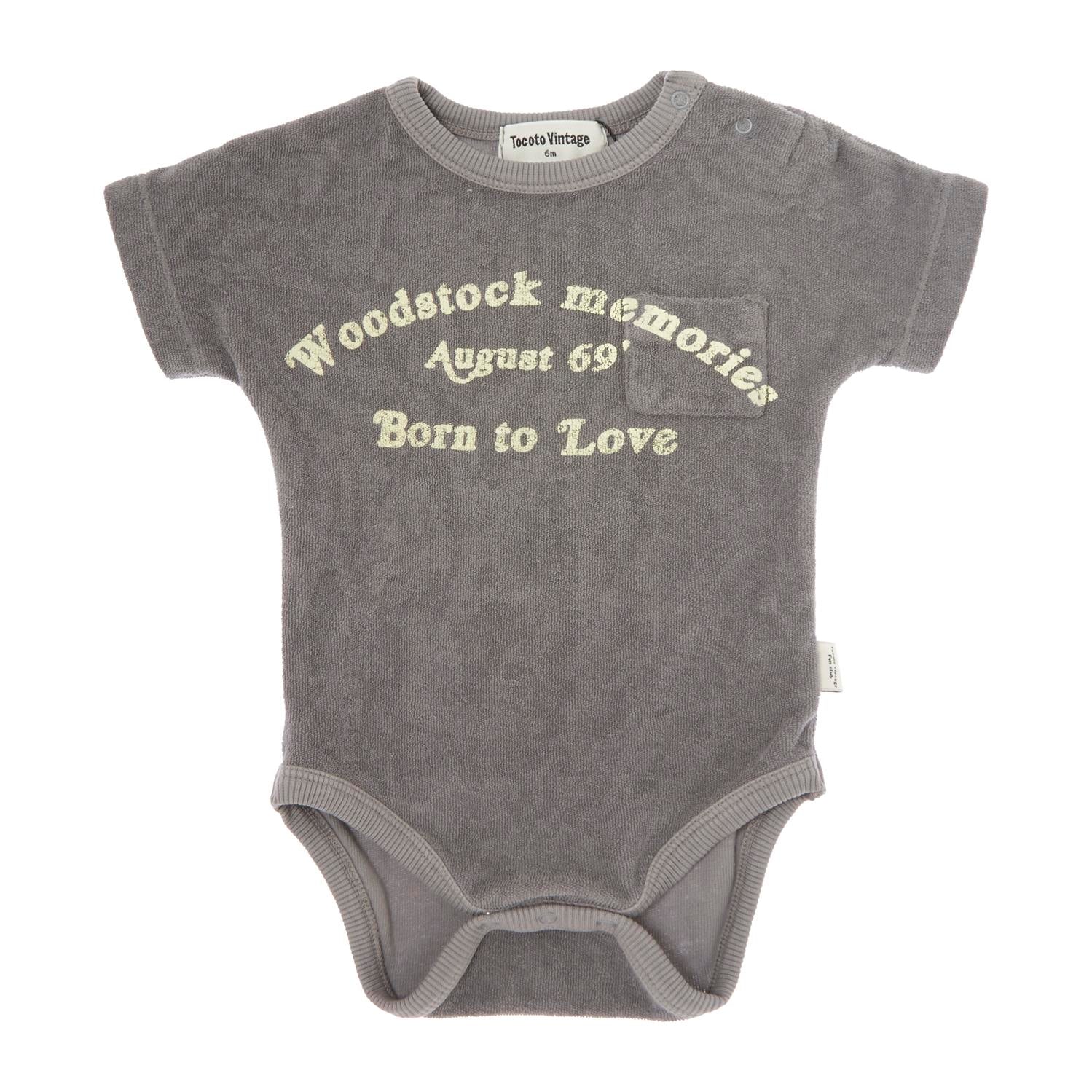Tocoto Vintage Grey Woodstock Memories Printed Bodysuit