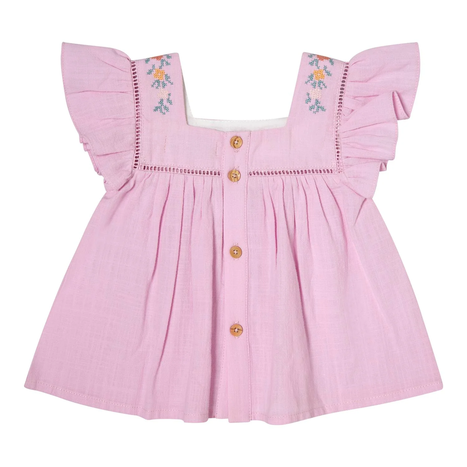 Tocoto Vintage Lavender Flower Embroidered Baby Blouse - Image 2