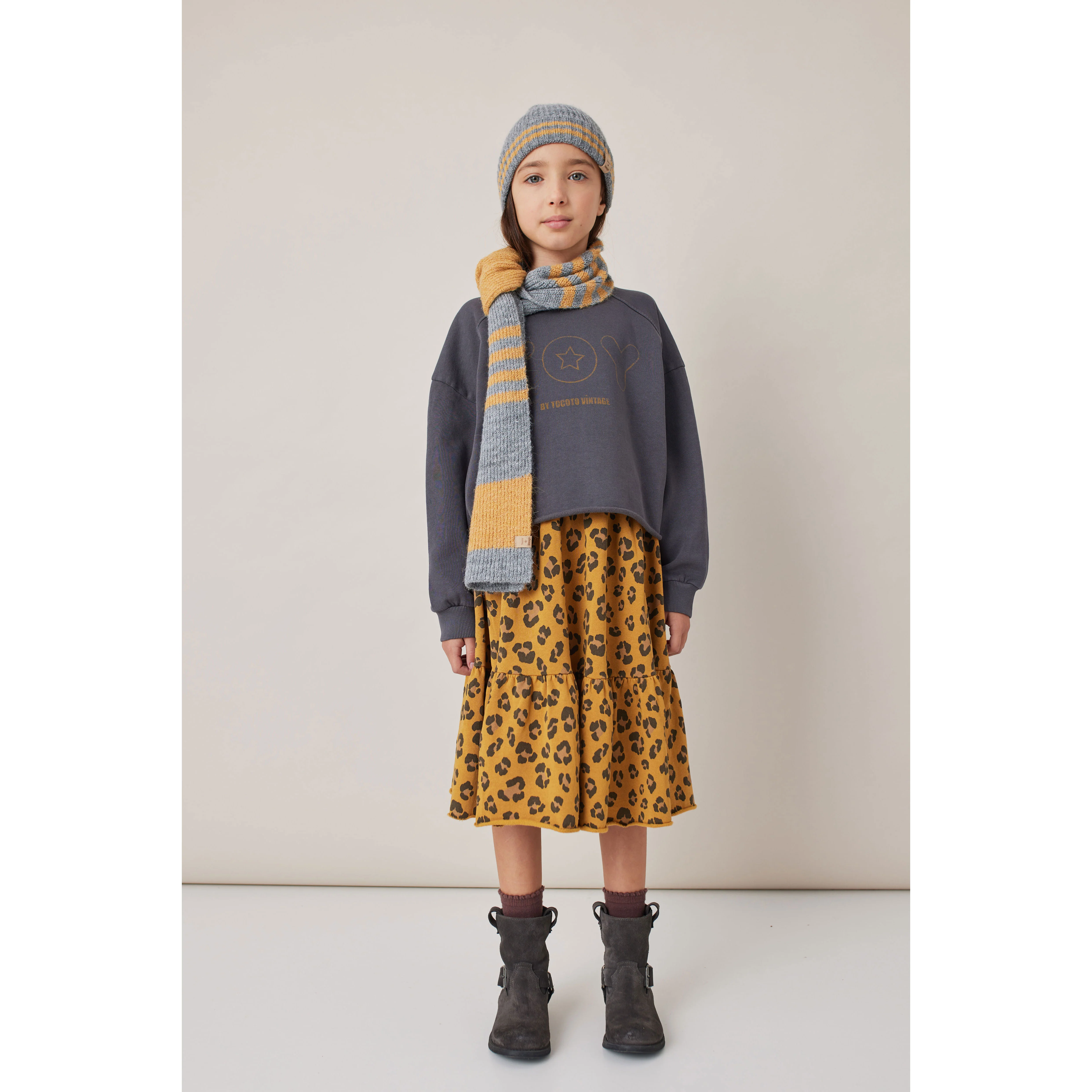 Tocoto Vintage Mustard Animal Print  Skirt - Image 2