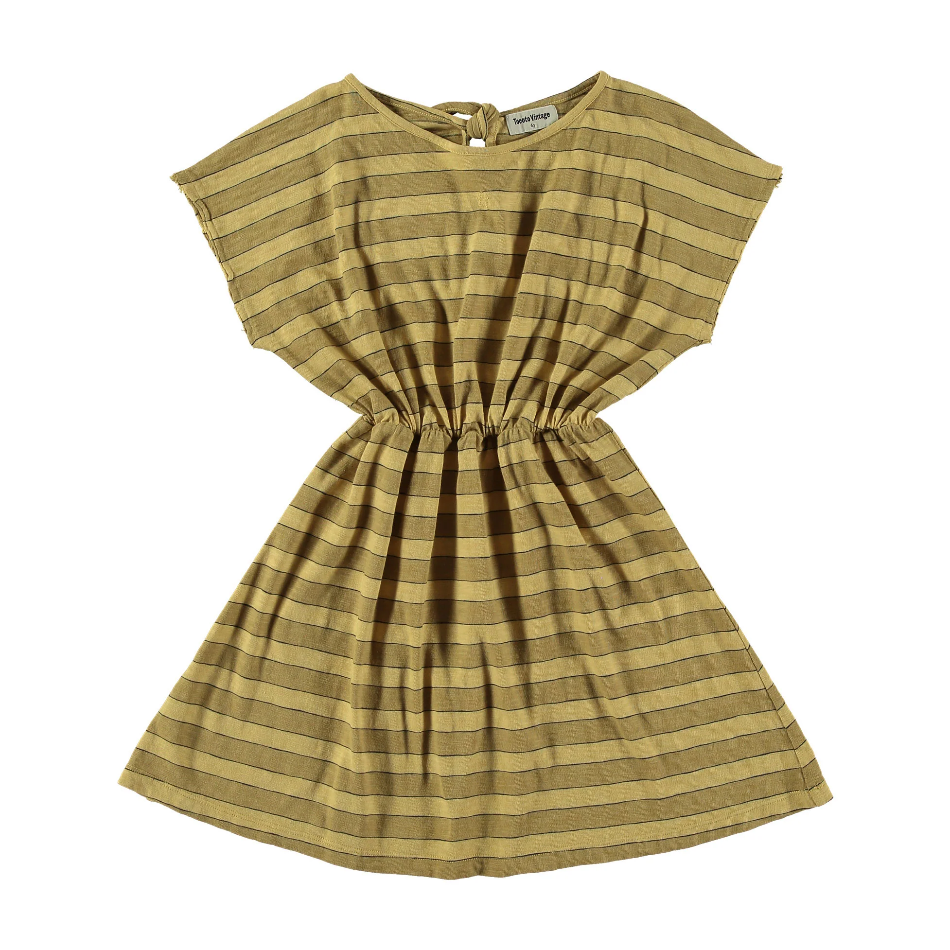 Tocoto Vintage Mustard Striped Flame Dress