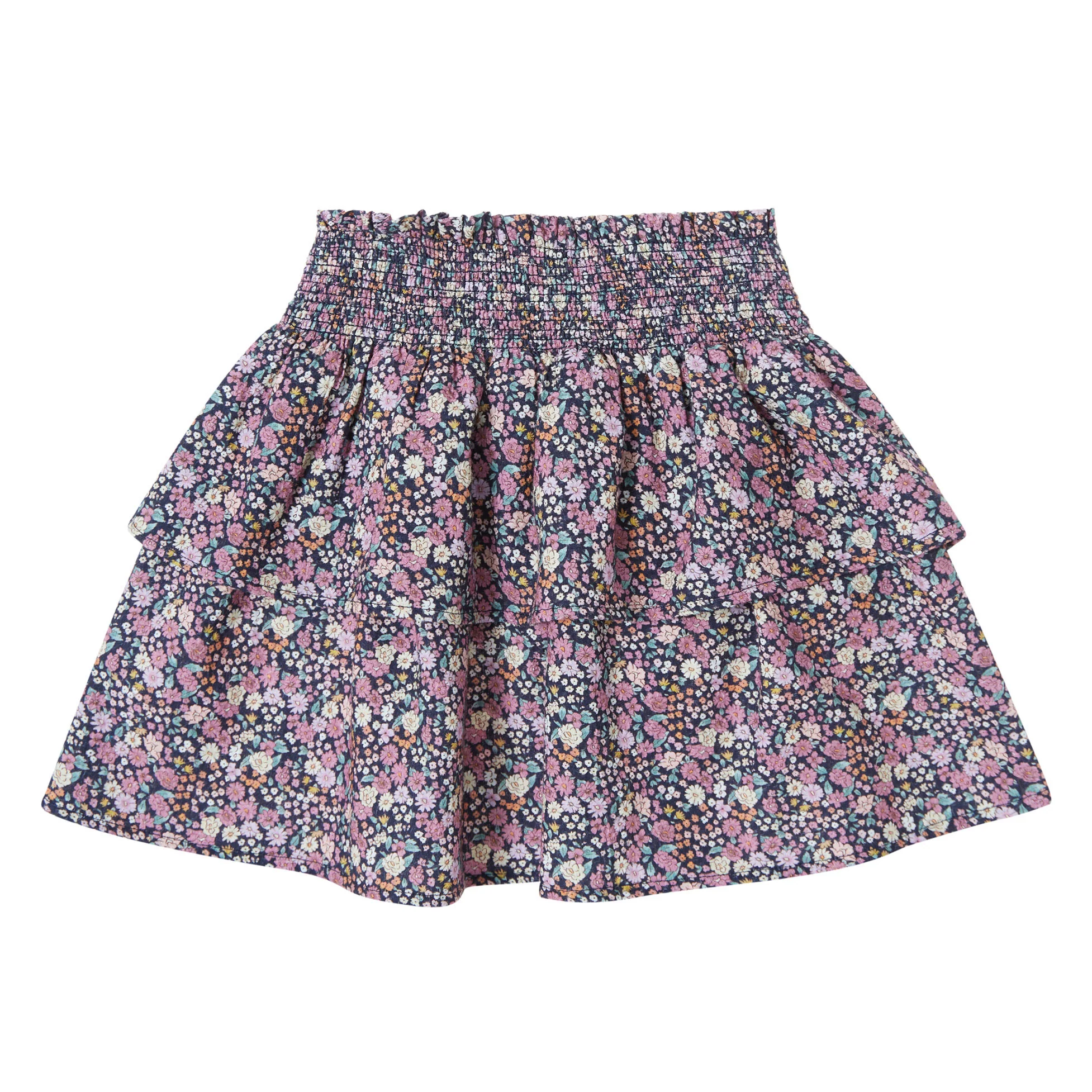 Tocoto Vintage Navy Flower Print Flared Skirt - Image 3