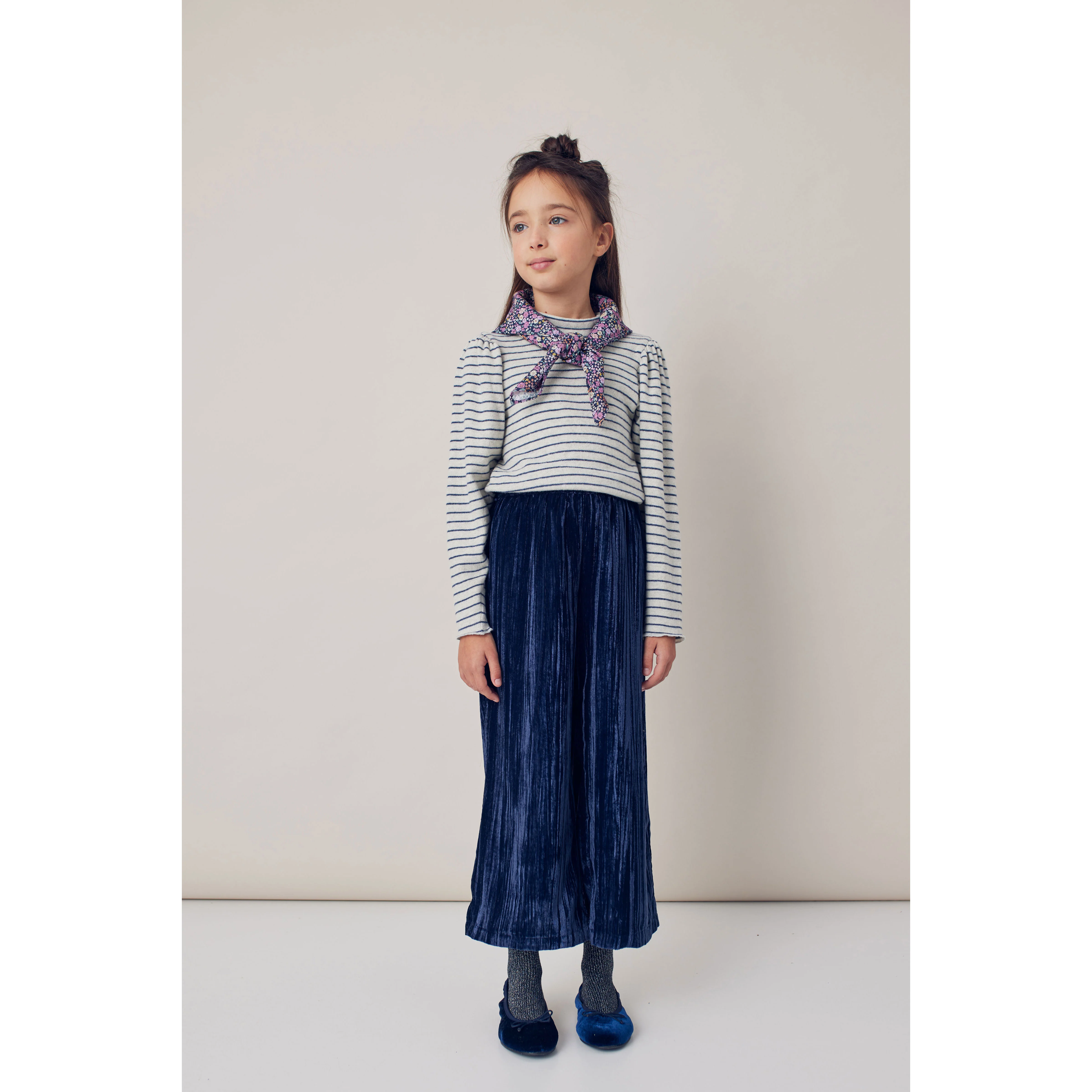 Tocoto Vintage Navy Velvet Long Skirt - Image 2