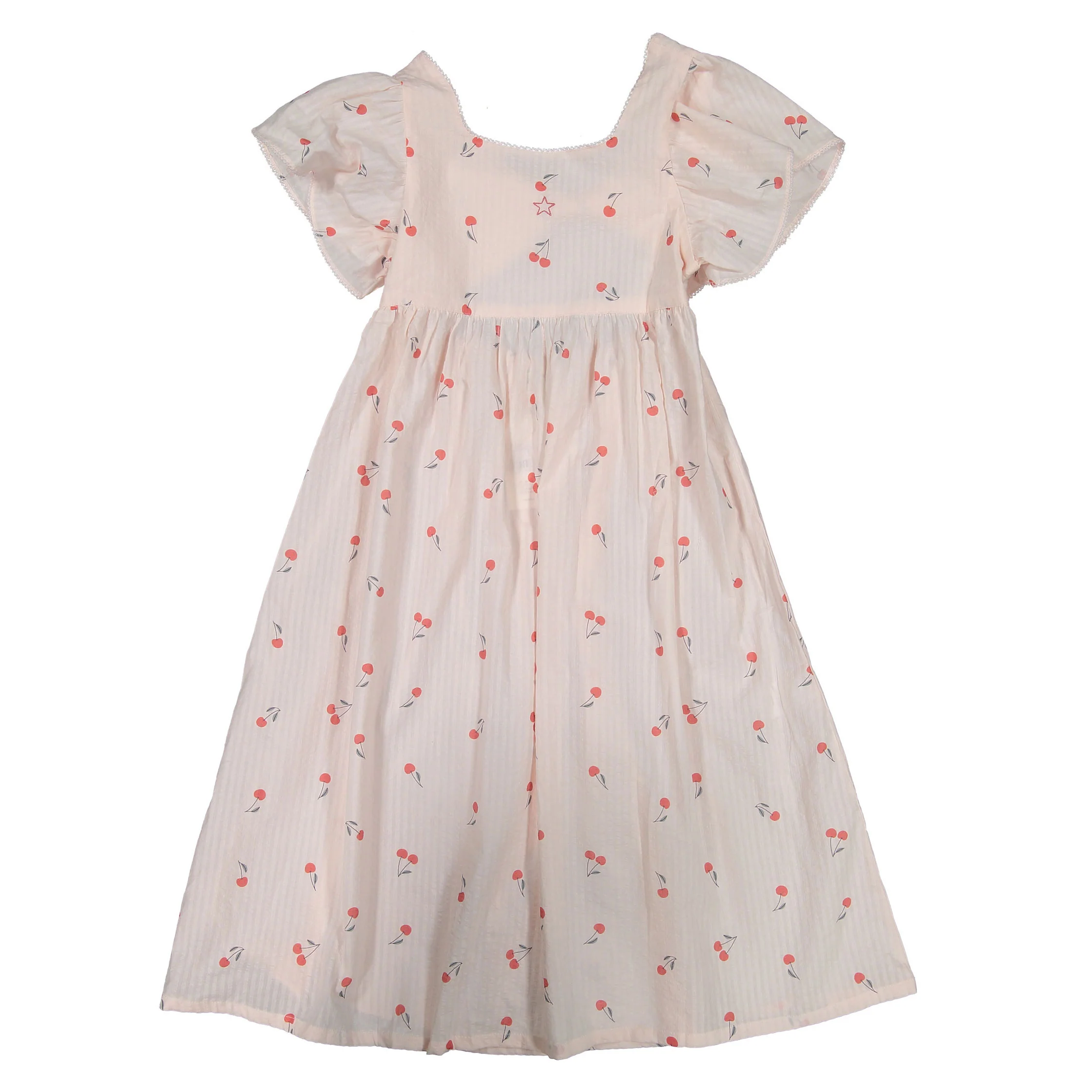 Tocoto Vintage Pink Cherry Print Long Dress