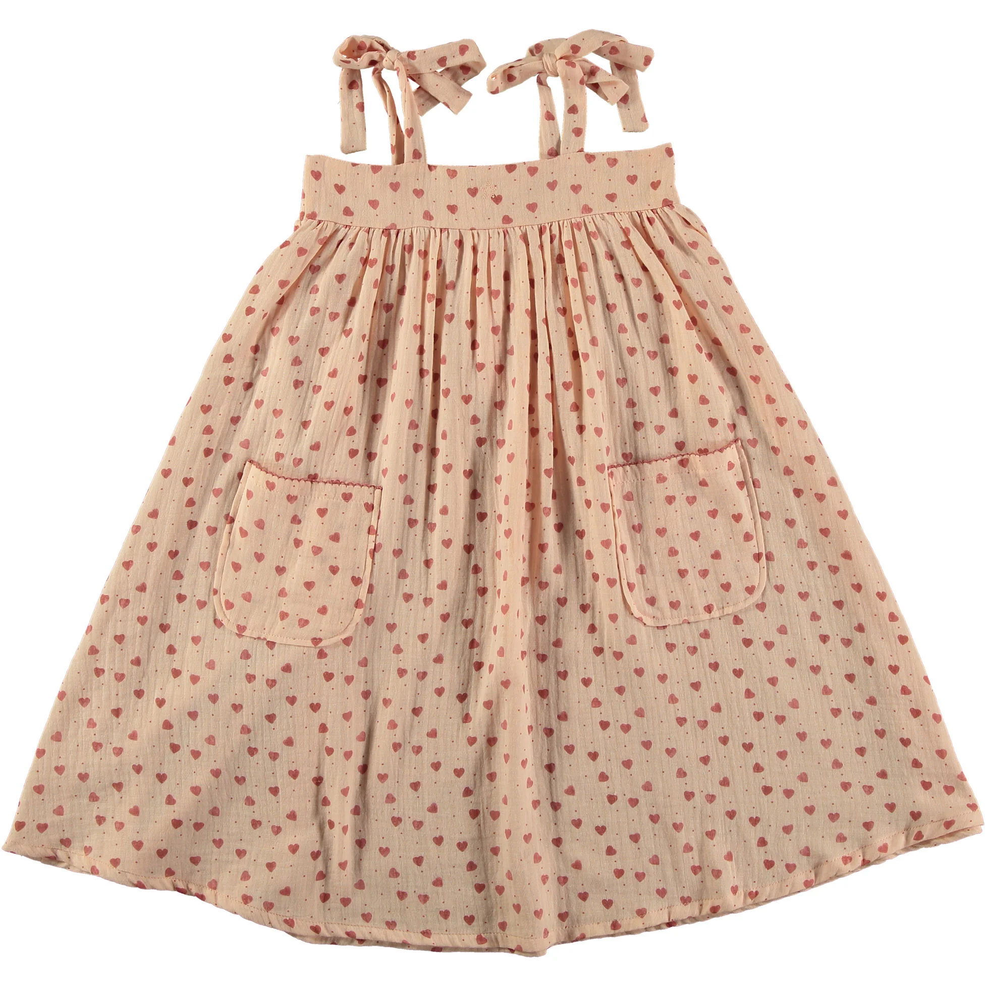 Tocoto Vintage Pink Heart Print Strappy Midi Dress
