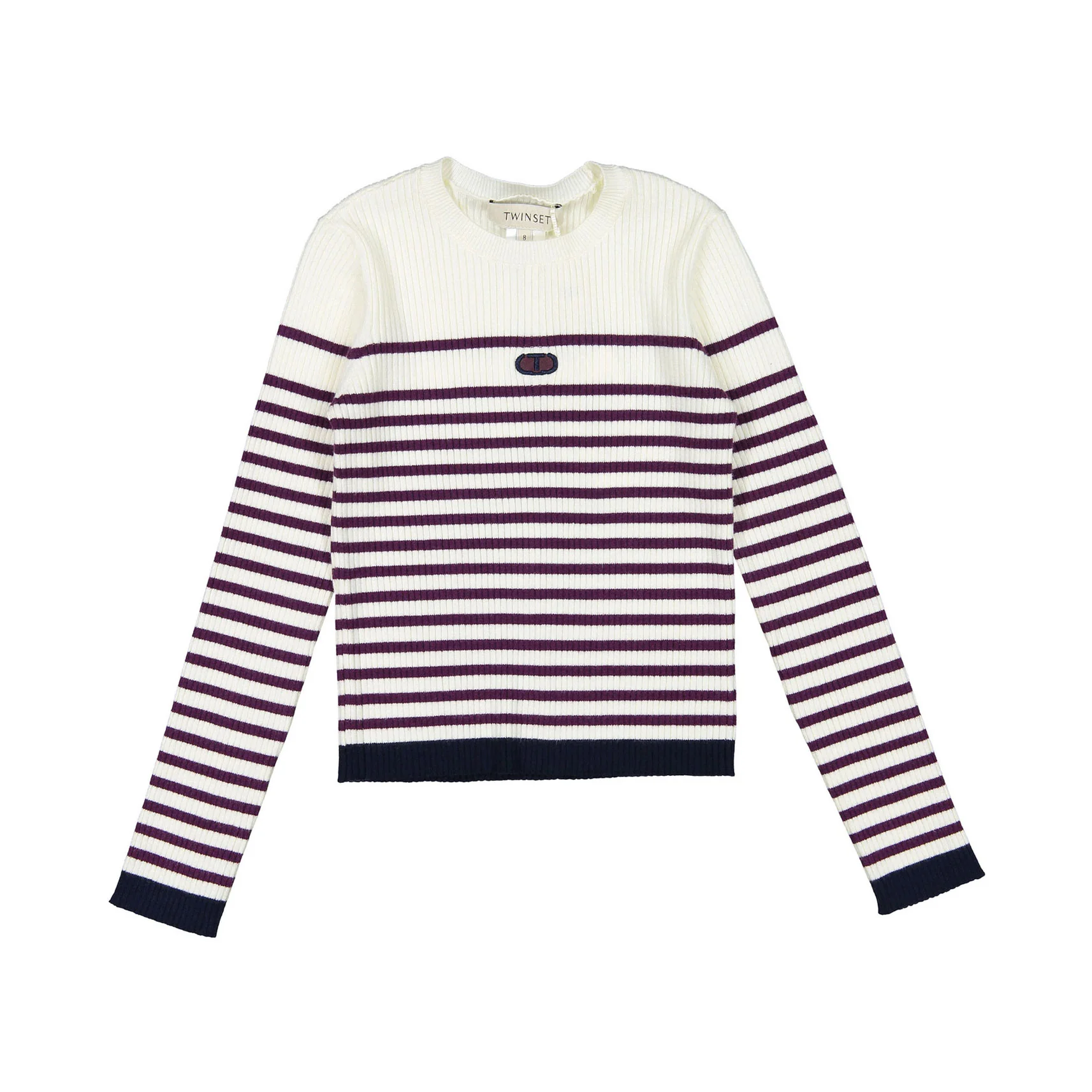 Twinset Cream/Burgundy Crewneck Sweater