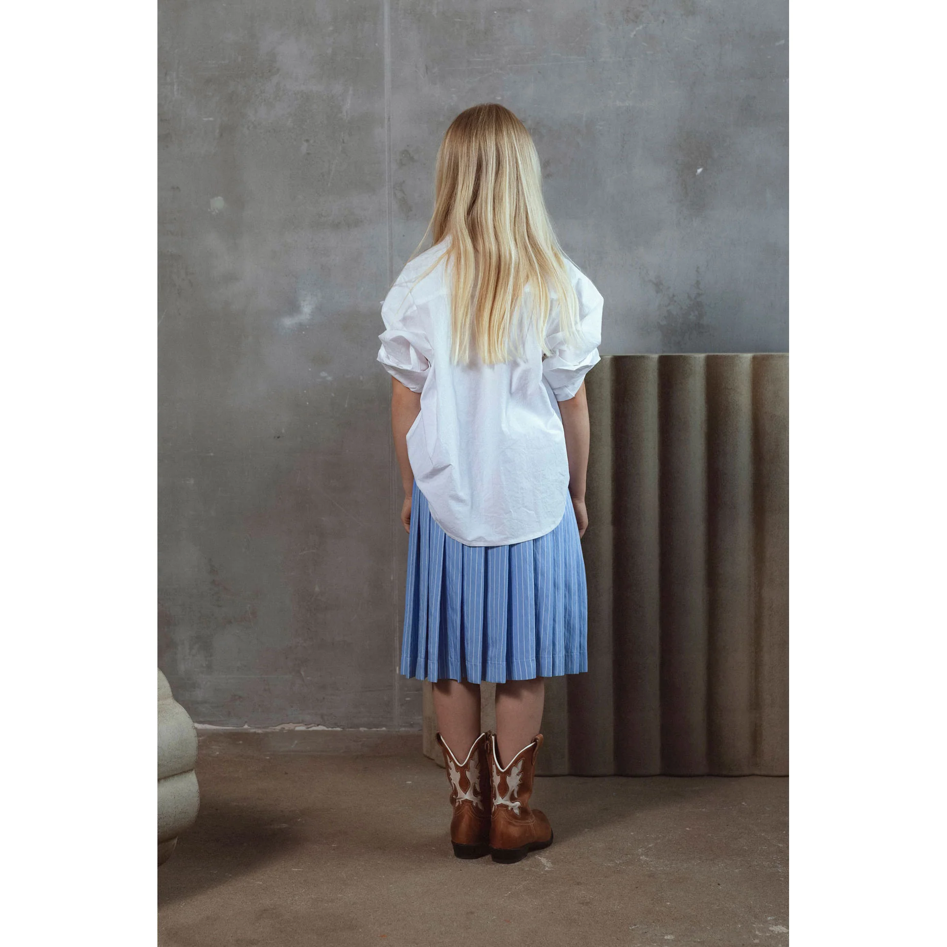Unlabel Sky Blue Satin Skirt - Image 3