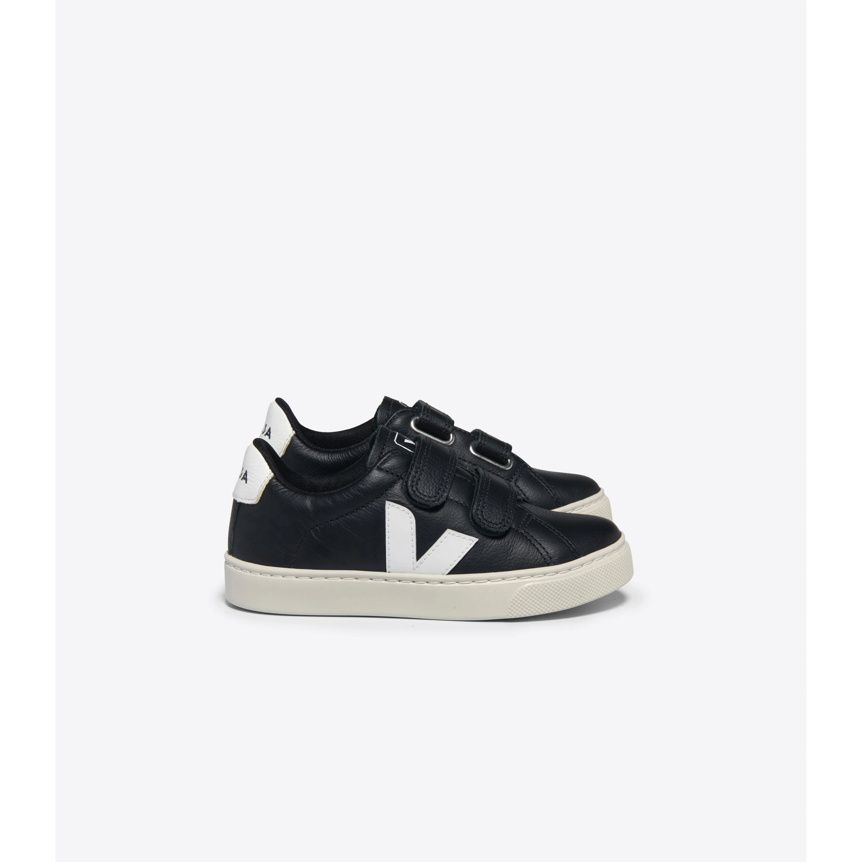 VEJA Black/White Leather Small Esplar Sneaker - Image 2