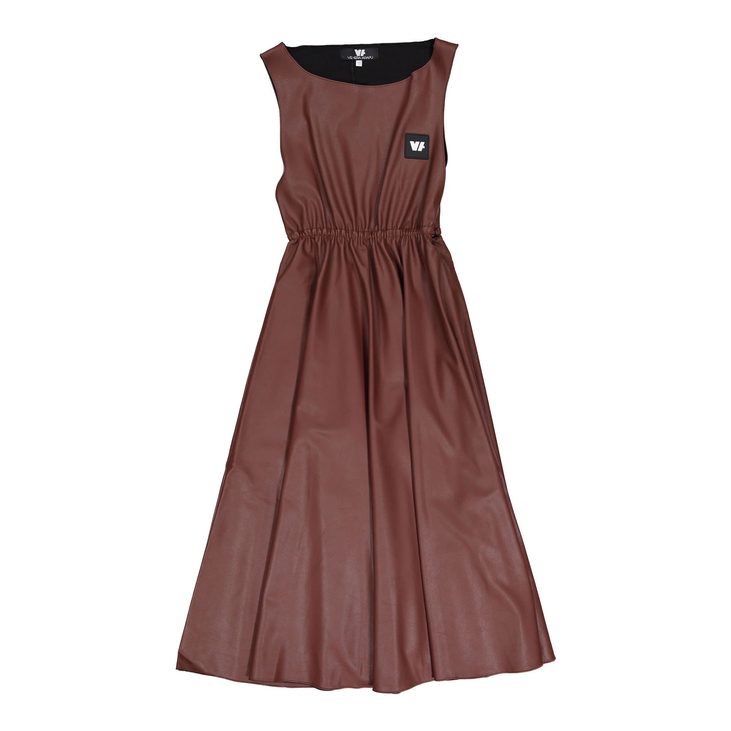 Venera Arapu Brown Leather Lushycloud Dress
