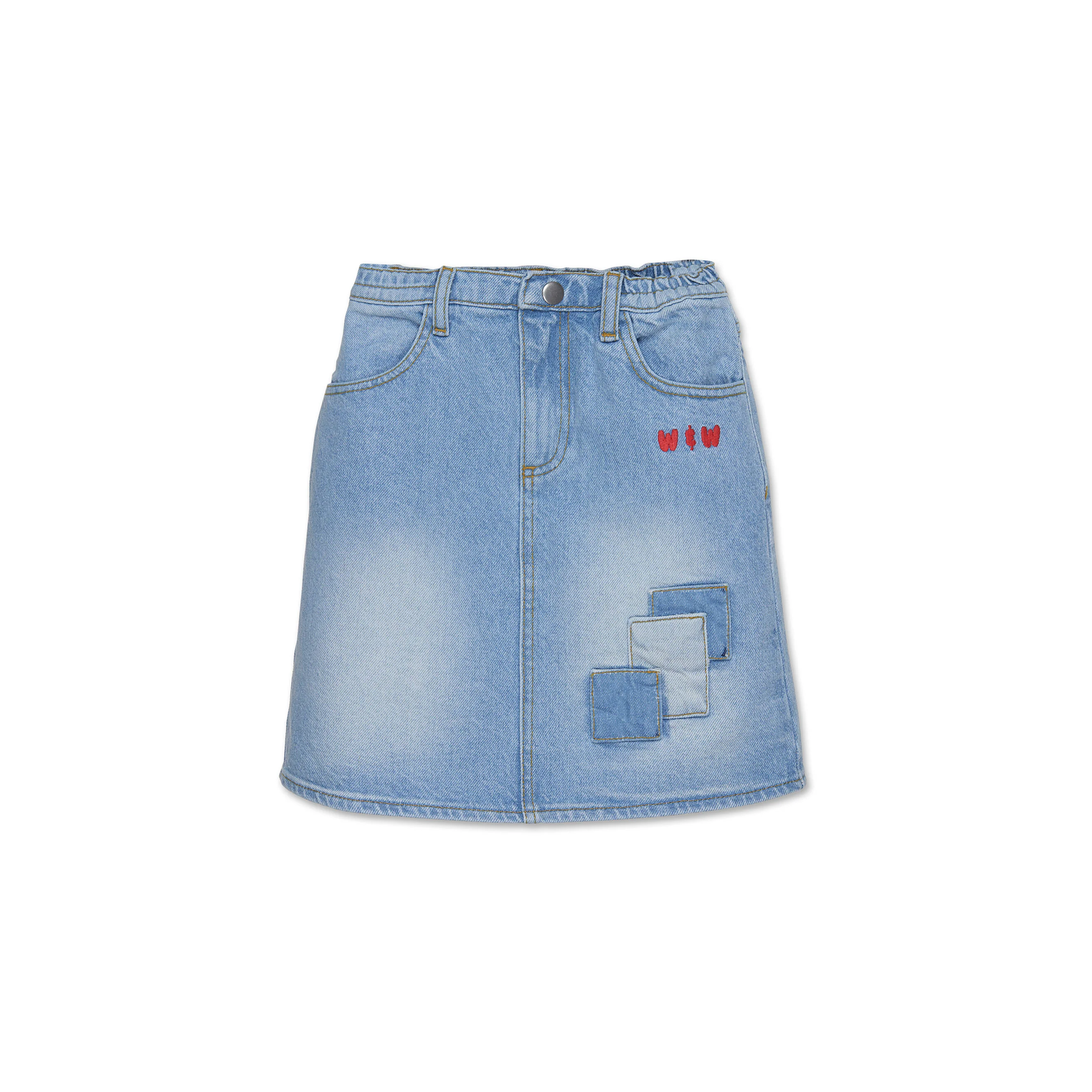 Wander and Wonder  Denim Patchwork Skirt