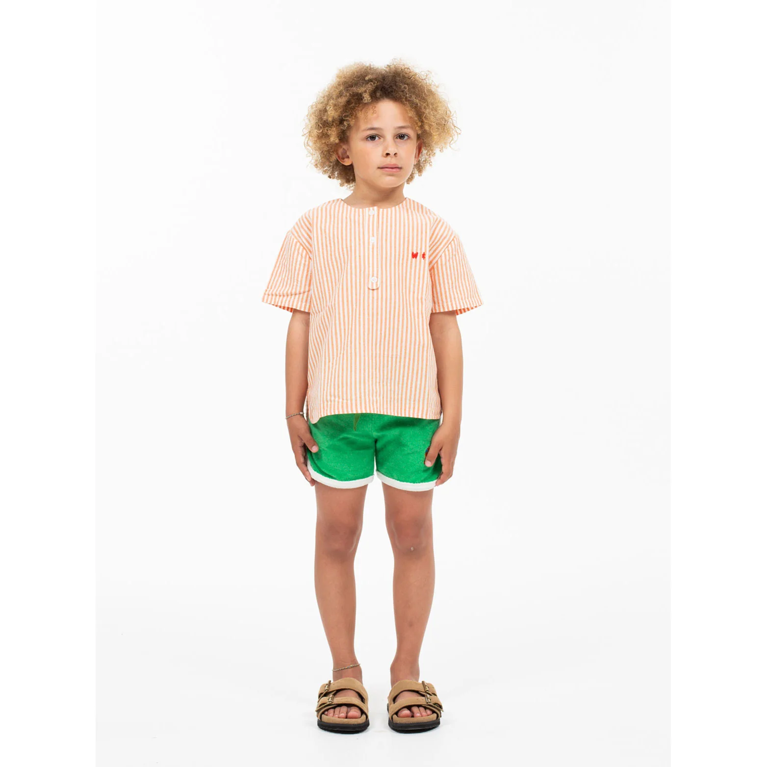 Wander and Wonder  Orange Stripe Henley Shirt - Image 2