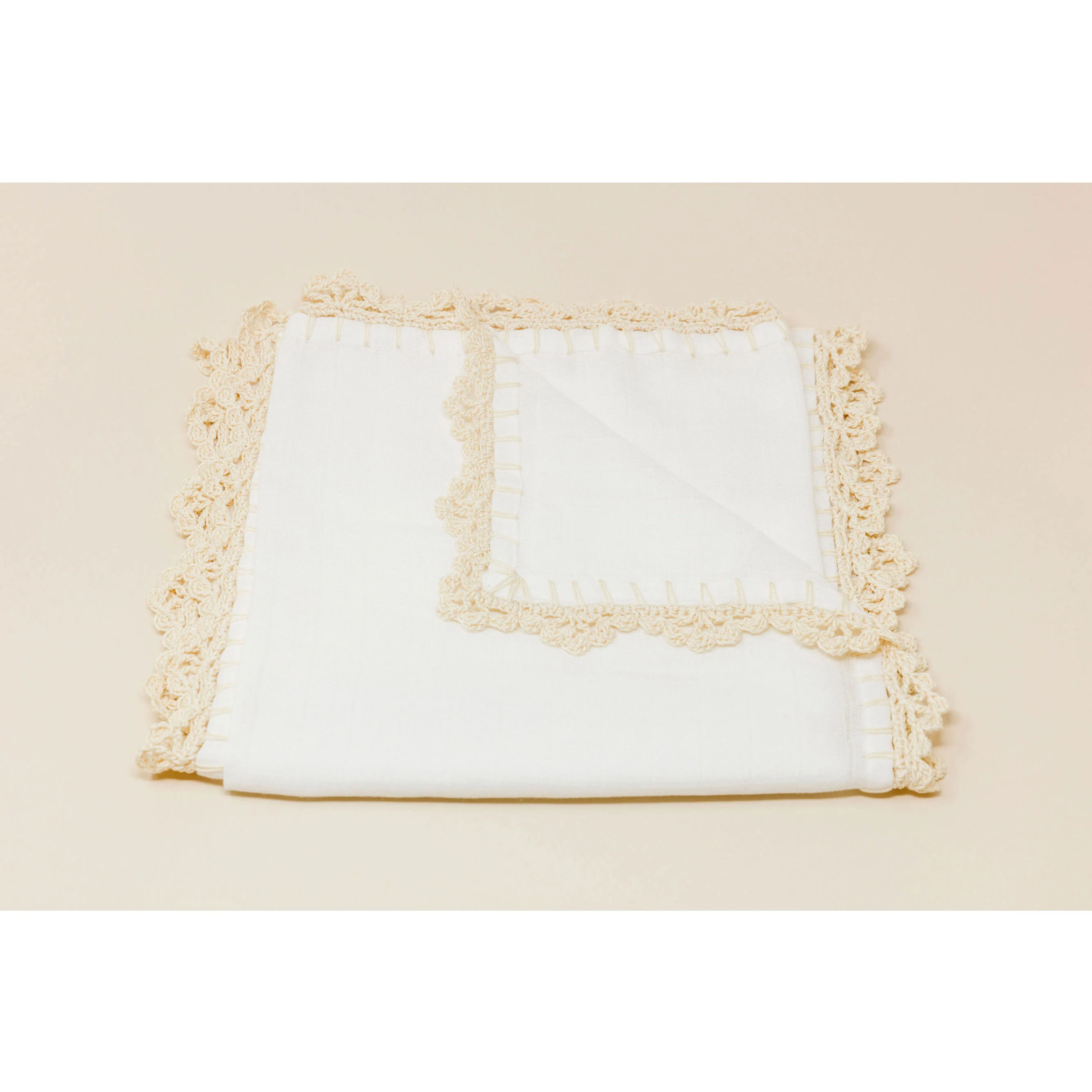 Yaarn Beige Wide Border Muslin Swaddles - Image 2