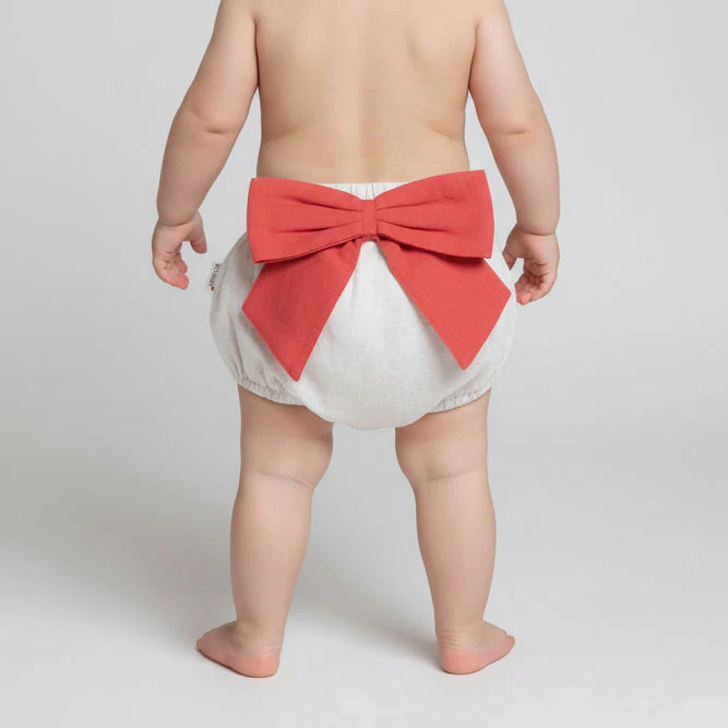 Yo Baby Ivory With Coral Bows Bloomer - Image 2