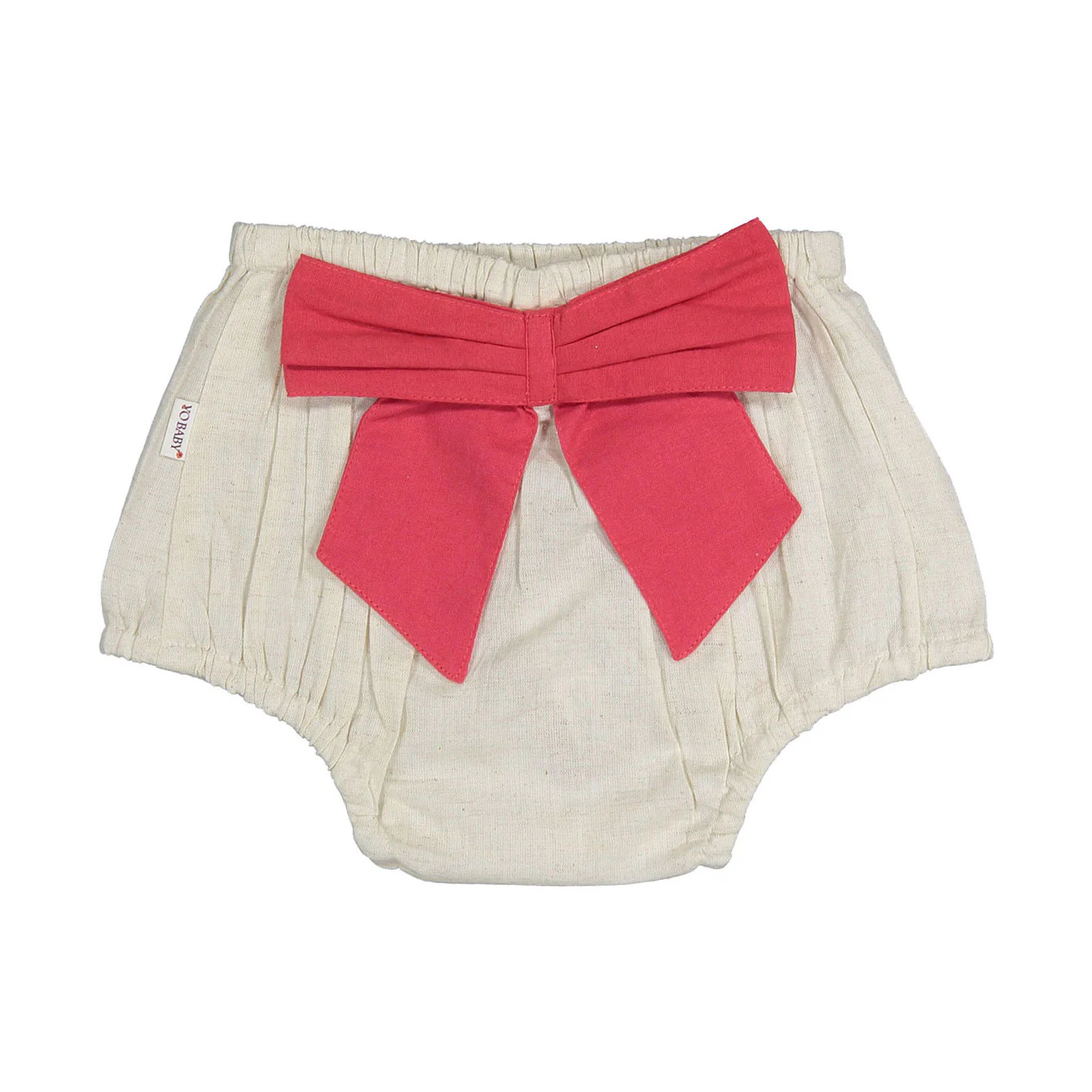 Yo Baby Ivory With Coral Bows Bloomer - Image 3
