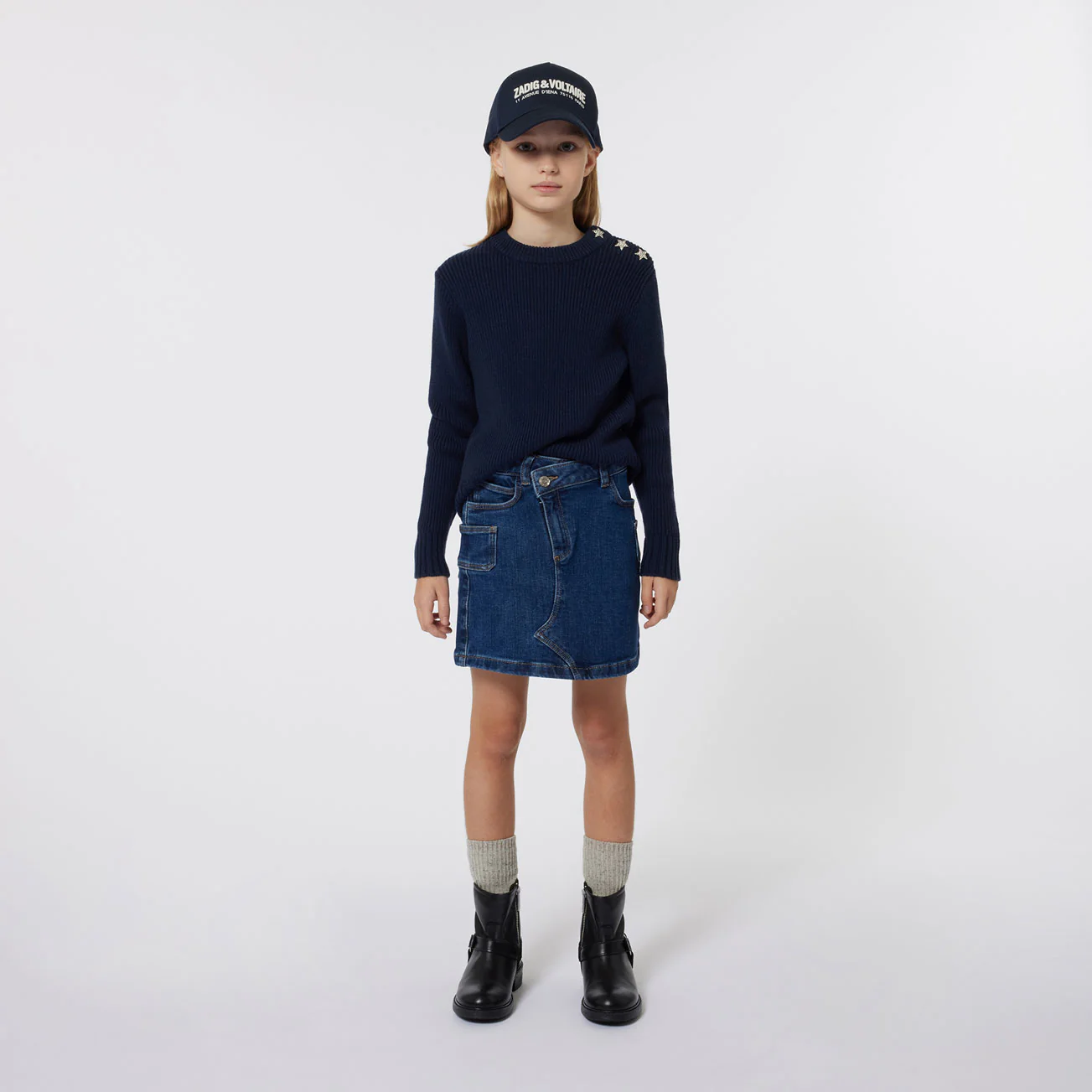 Zadig and Voltaire Double Stone Brush Denim Skirt - Image 3