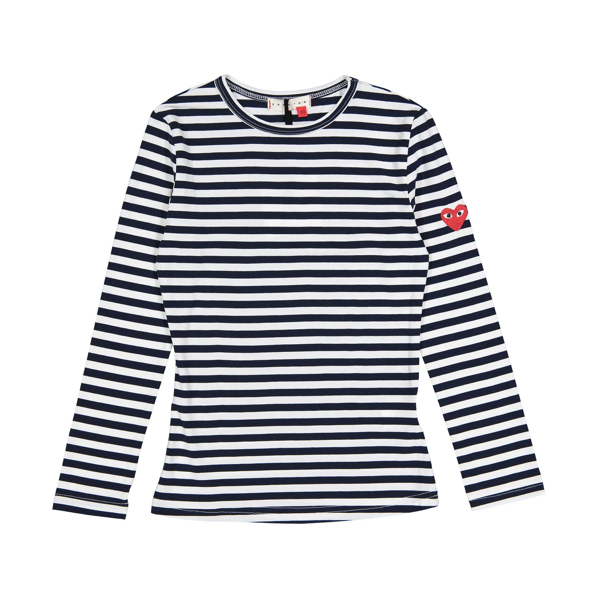 Zero + Us Navy And White Side Sleeve Heart Tee