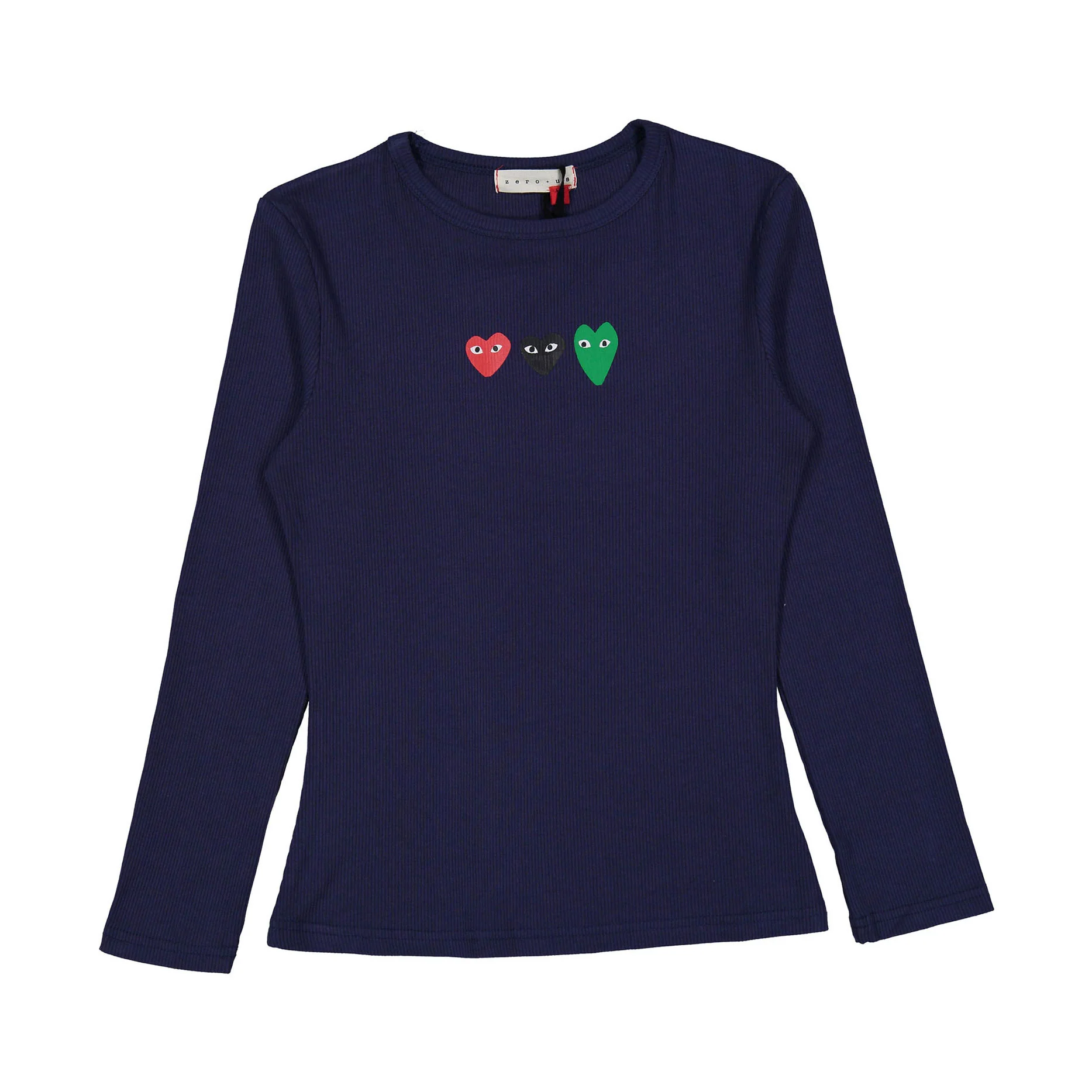 Zero + Us Navy Ribbed Heart Tee