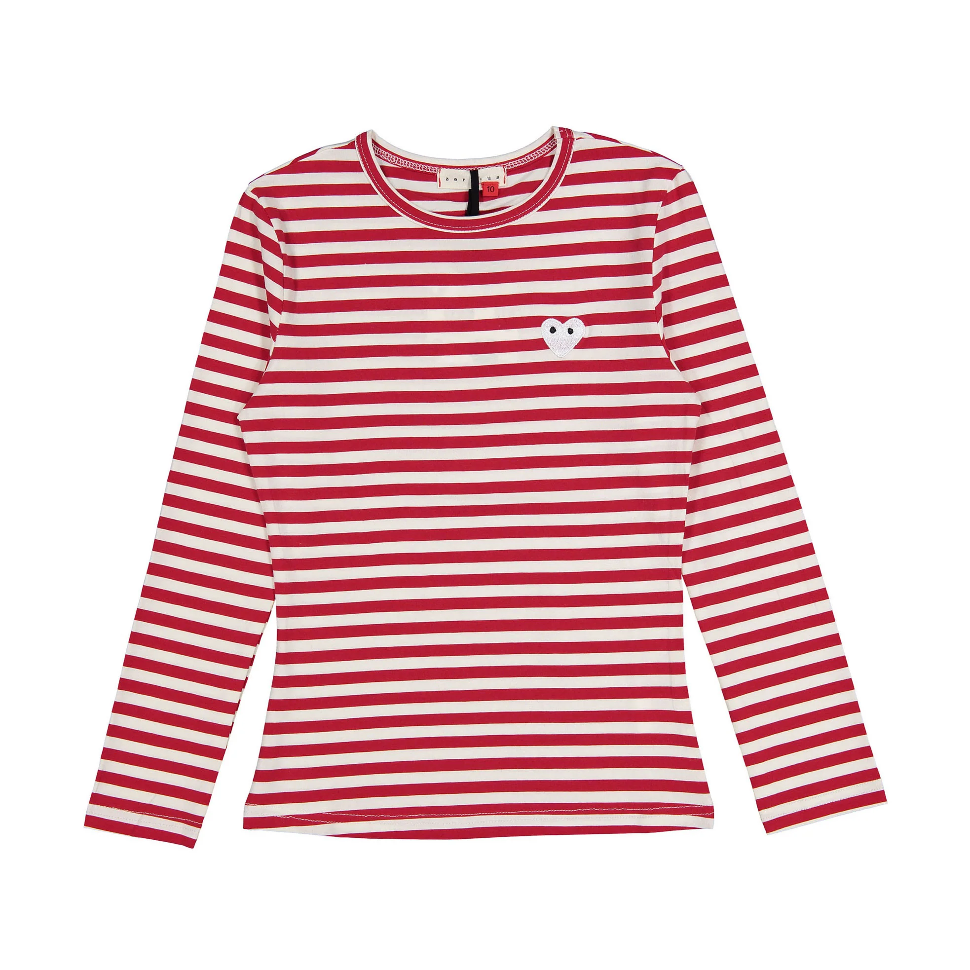 Zero + Us Red And White Stripe Heart Tee